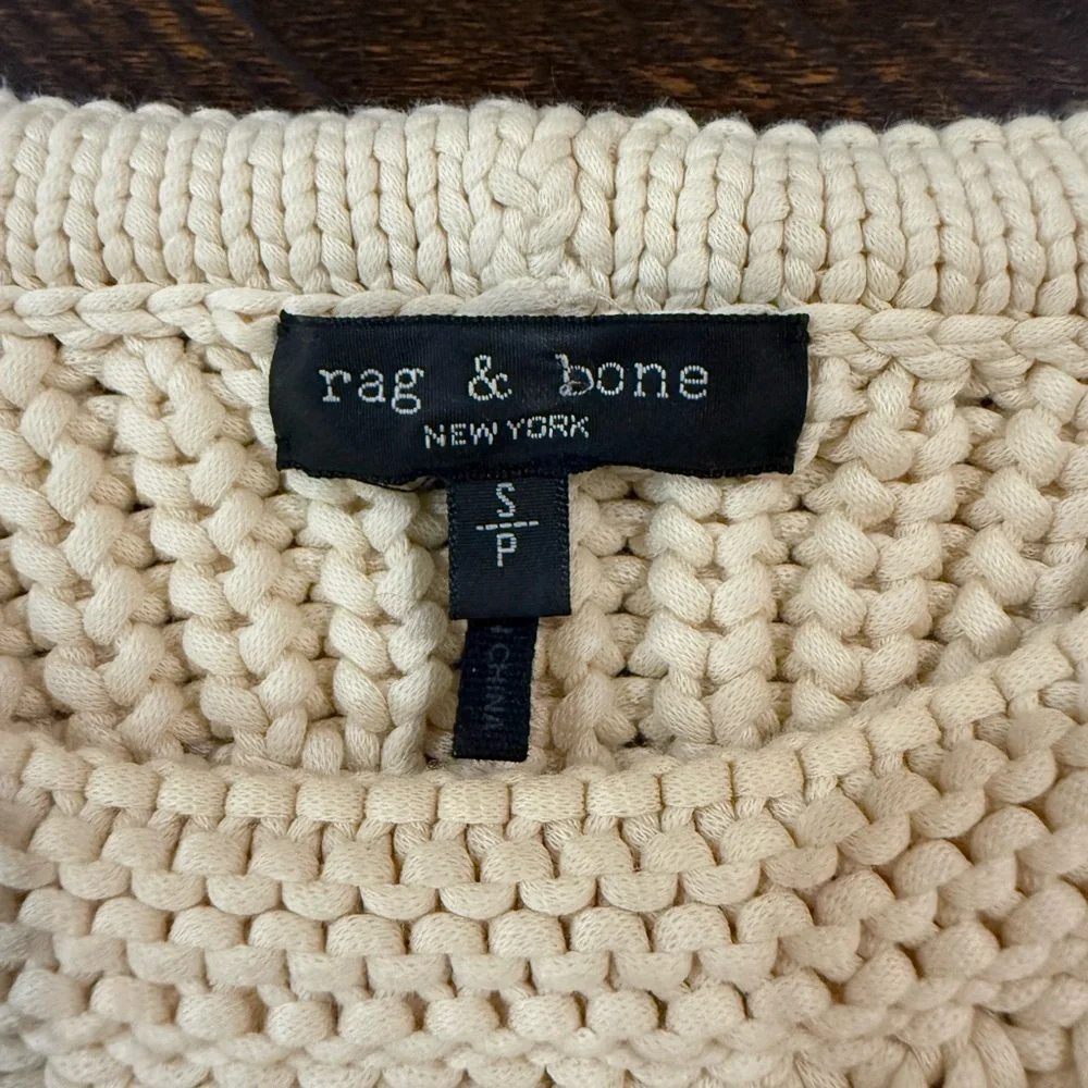 rag & bone Shane Cream Chunky Knit Sweater Vest Boxy Fit Size S - Picture 7 of 11